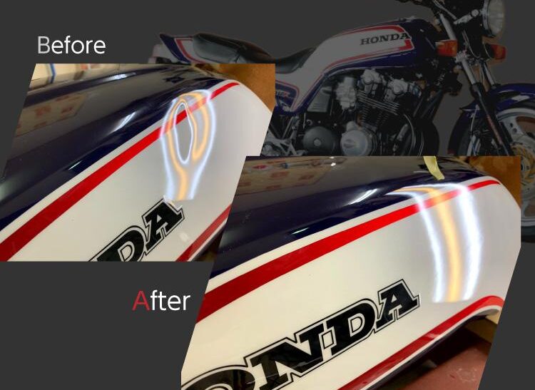 バイクタンクデントリペアbefore/after｜ホンダ